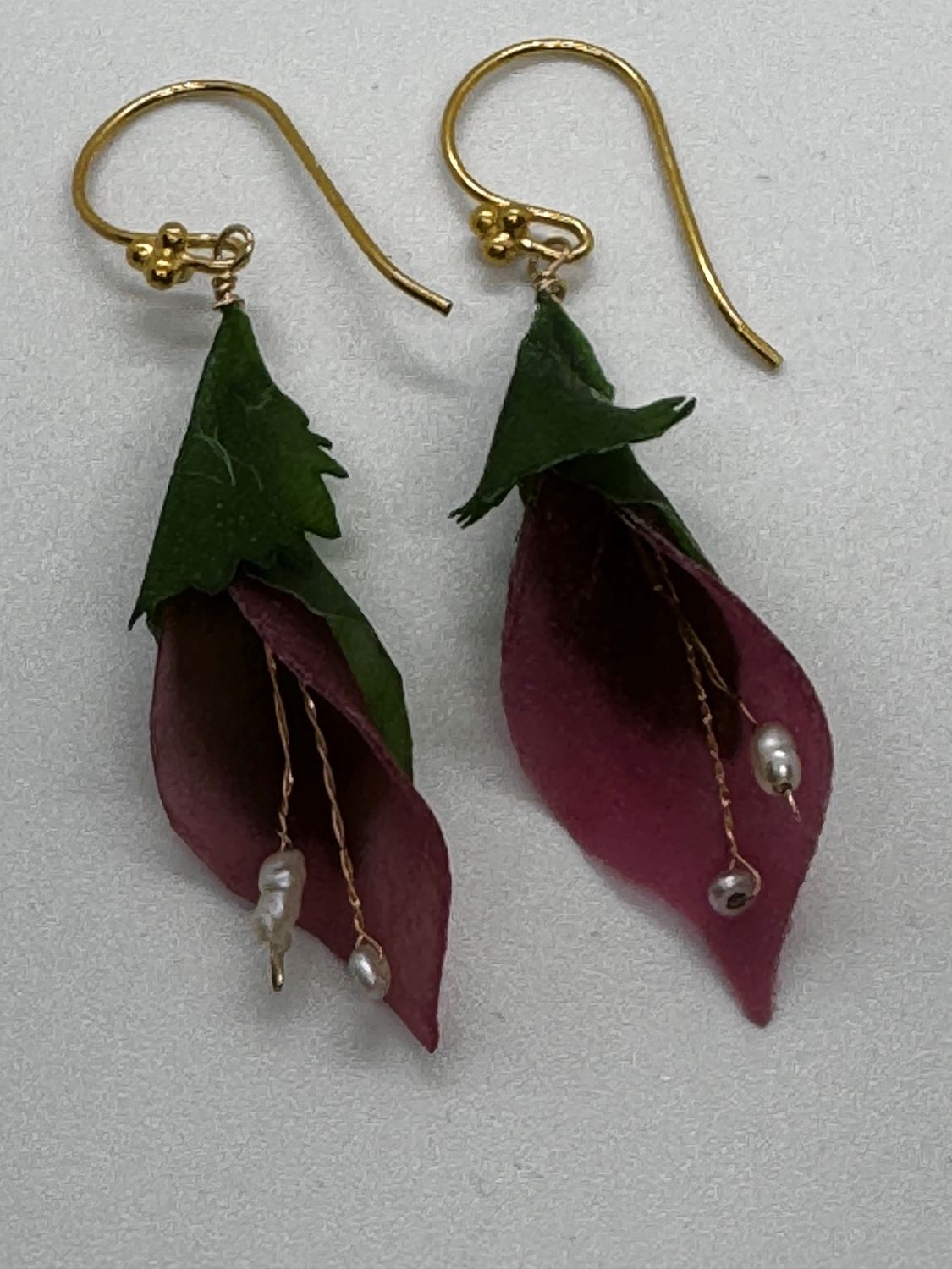 Turning Leaf Earrings Blossom Amarosa Rose Potato, Green Papaya, Freshwater Pearls