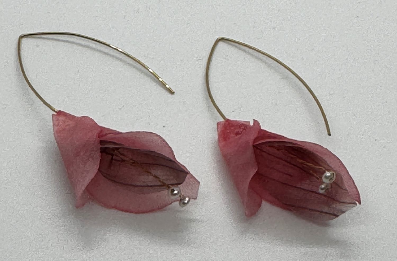 Turning Leaf Earrings Blossoms Red Onion, Rosa Potato and Freshwater Pearls