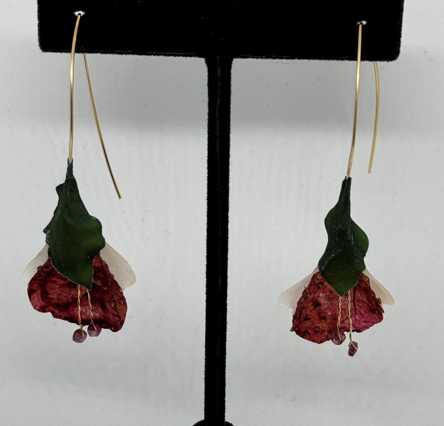 Turning Leaf Blossom Earrings Strawberries w/Tourmaline