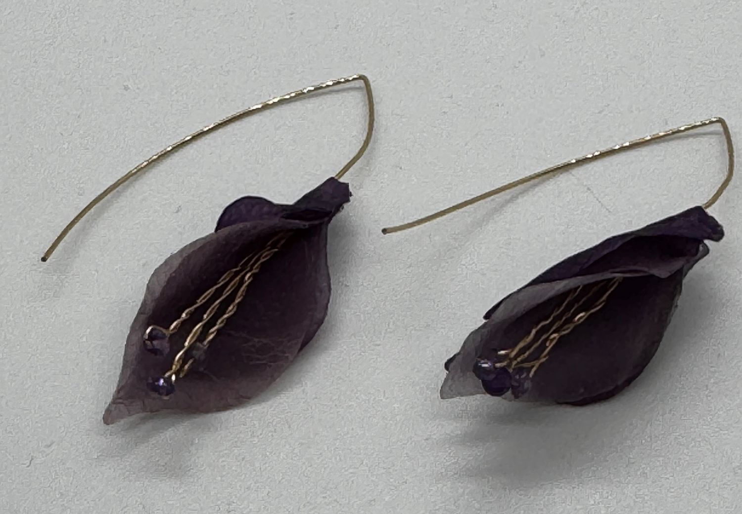 Turning Leaf Earrings Blossom Purple Potato with Amethyst