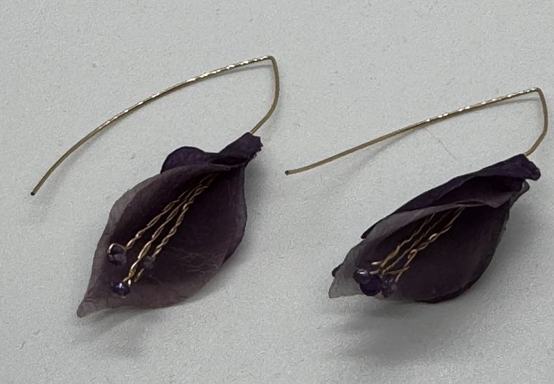 Turning Leaf Earrings Blossom Purple Potato with Amethyst