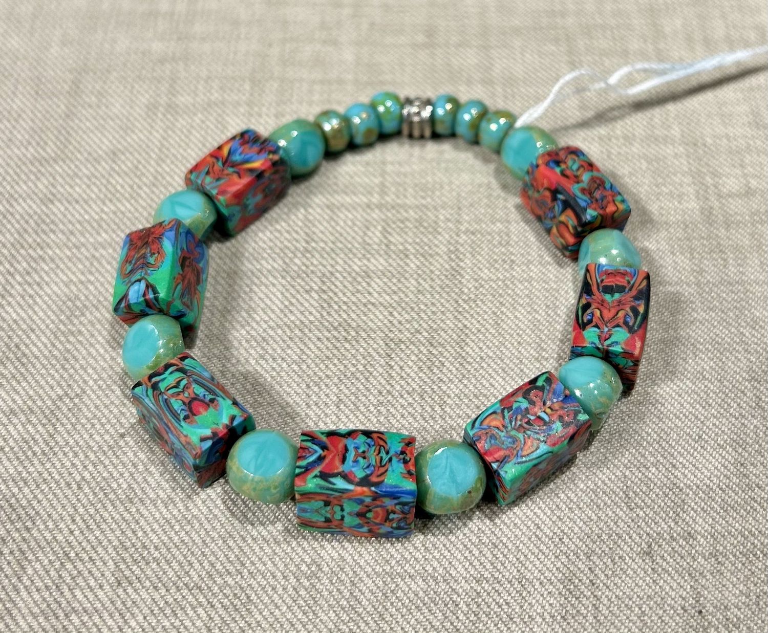 Most Bracelet Polymer Bead Blue/Multi Square