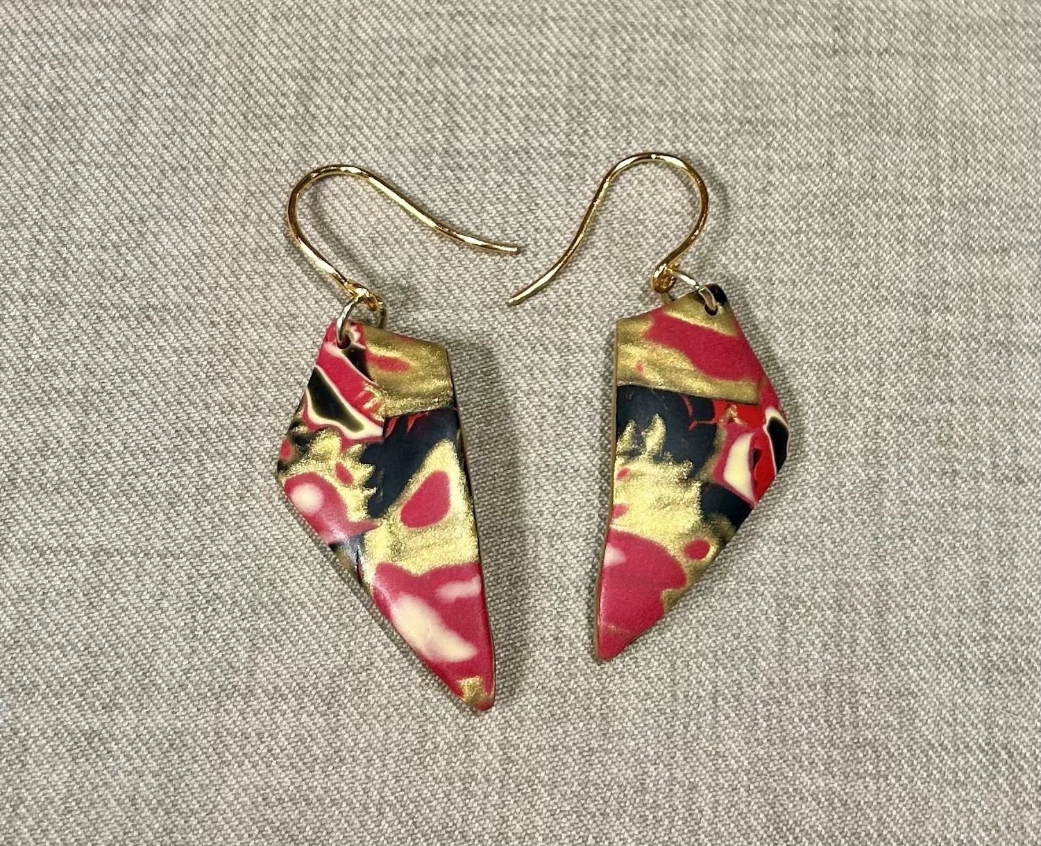 Most Earrings Mokume Gain Red/Gold