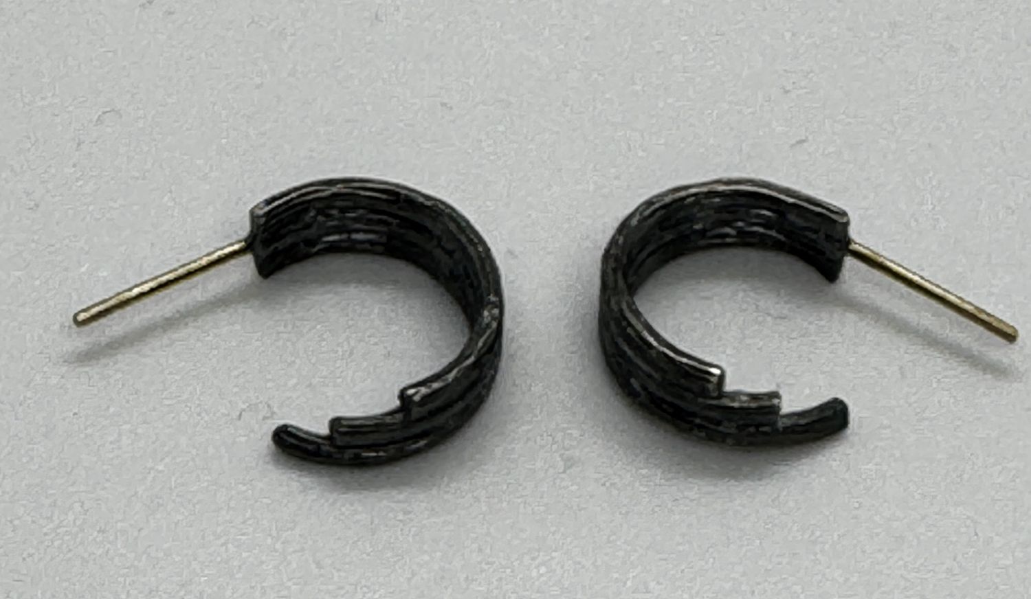 Keleher Earrings Oxidized Silver Step Hoops