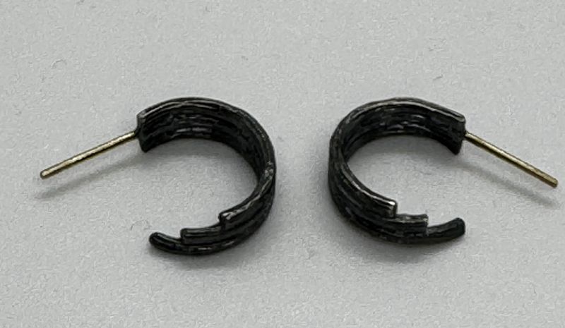 Keleher Earrings Oxidized Silver Step Hoops