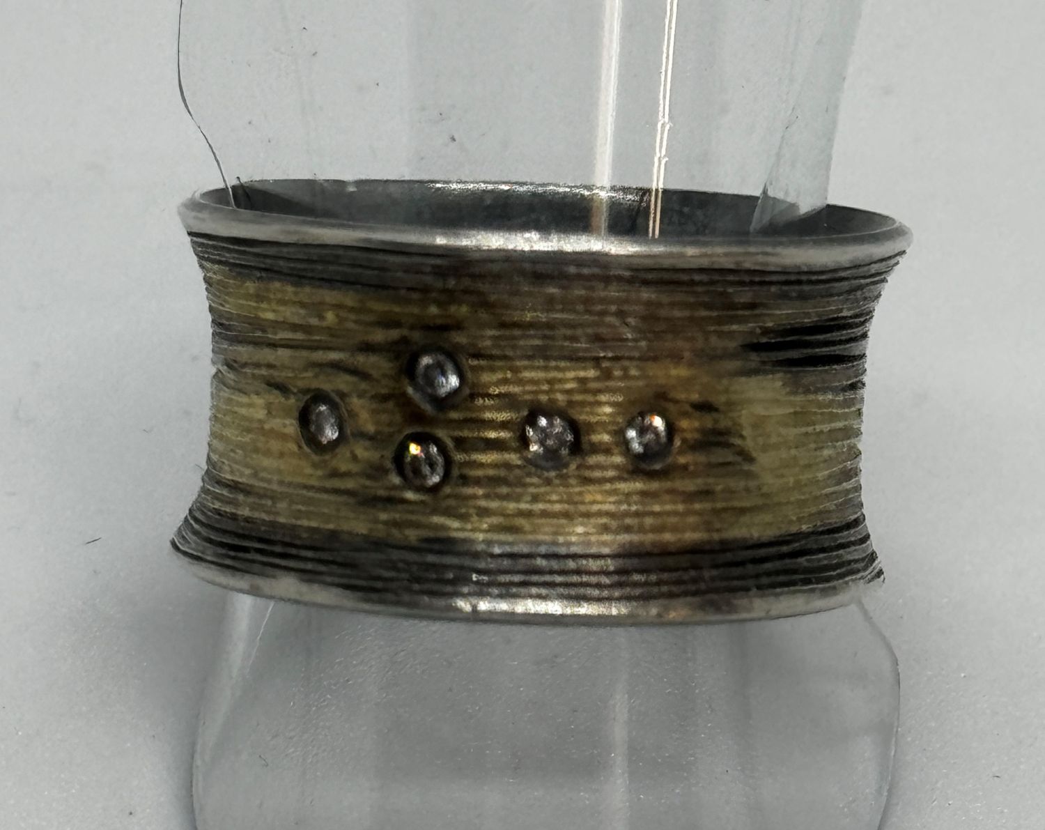 Keleher Ring Black and Gold 1/2&quot; Cigar Band White Diamonds