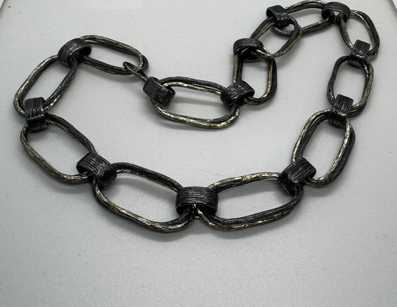 Keleher Necklace Blac and Gold Paperclip Chain Large
