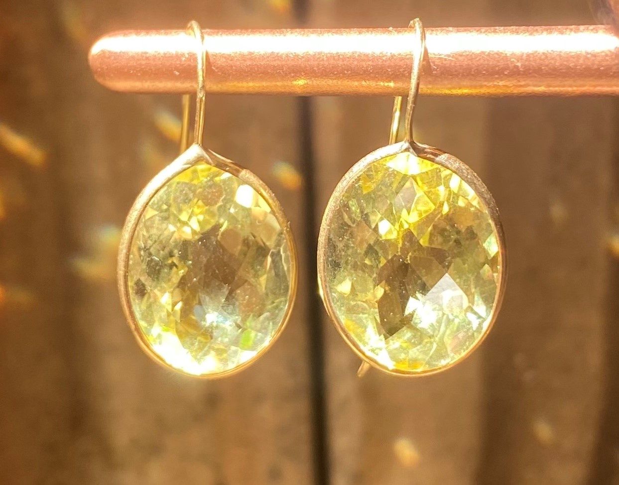 Greenhood Earrings Large Faceted Green Amethyst