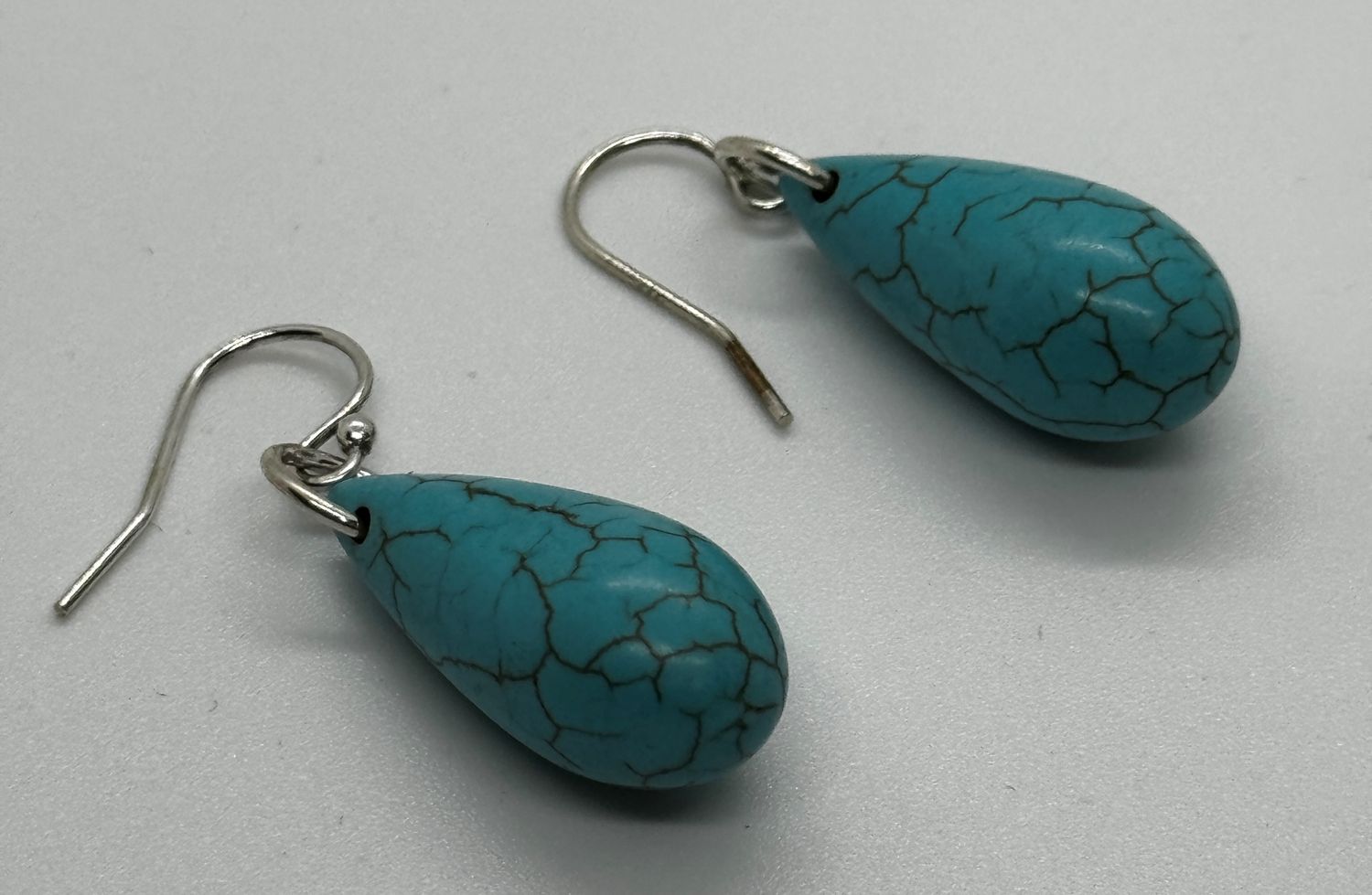 Greenhood Earrings Long Turquoise Teardrops