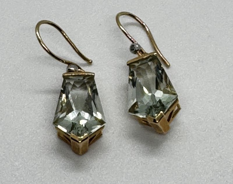 Greenhood Earrings Green Amathyst Faceted Drop