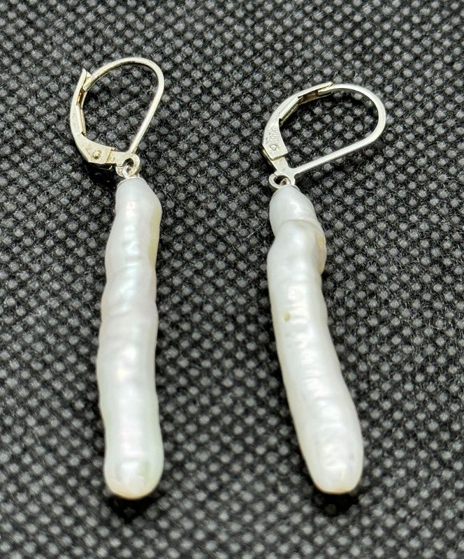 Greenhood Earrings Long White Finger Pearl