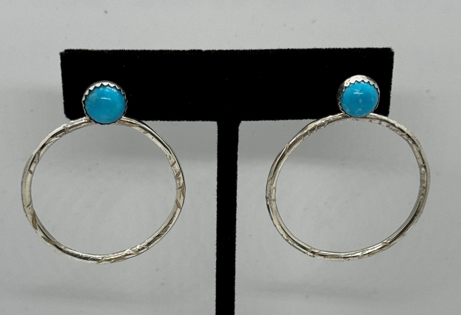 Mountain View Earrings Large Hoop Blue Kingman Post