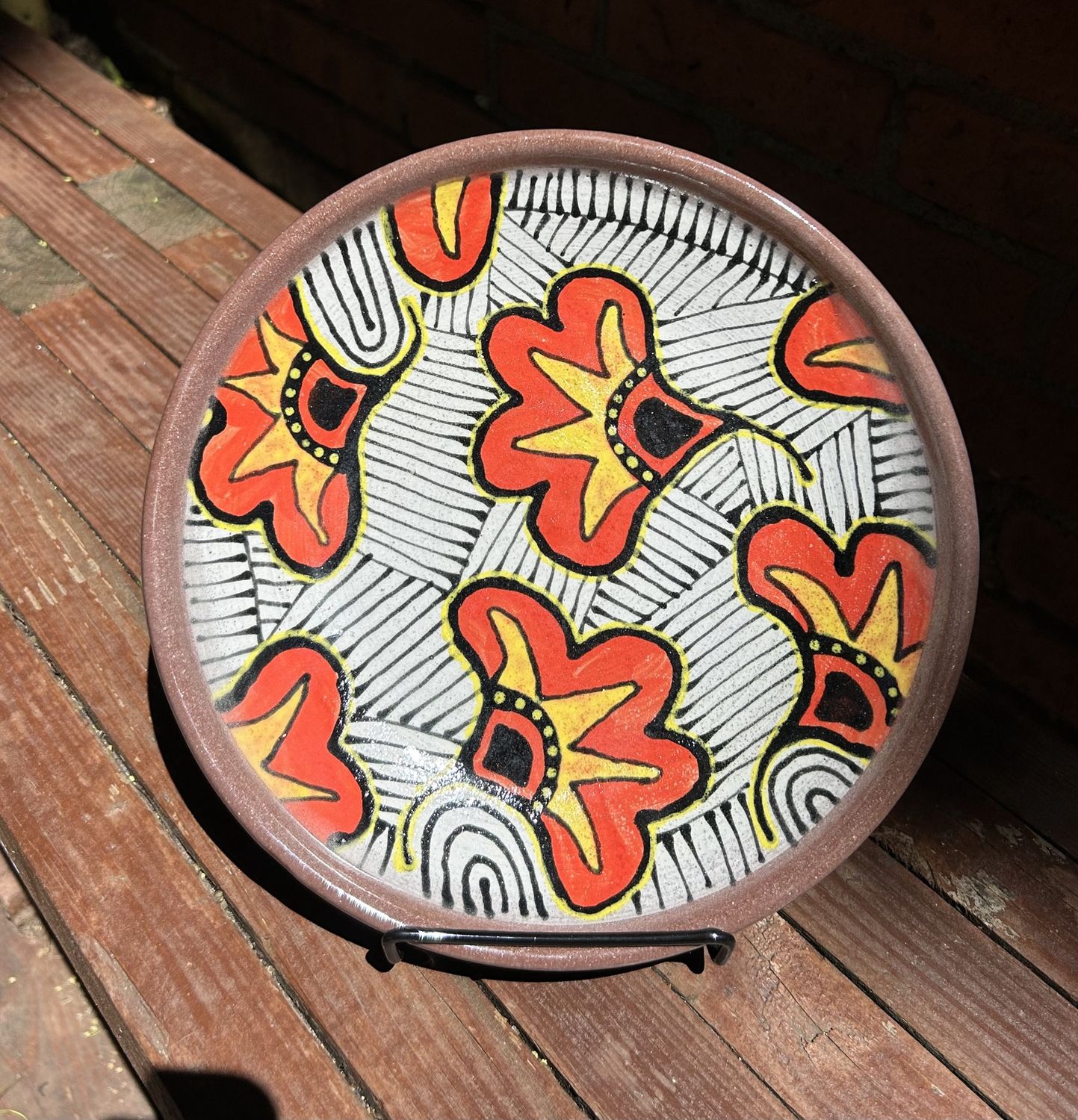 Okechukwu Shallow Bowl Ankra Fabric Pattern White/Orange