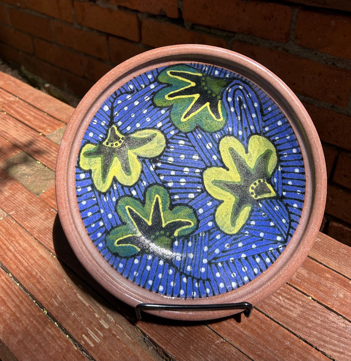 Okechukwu Shallow Bowl Ankra Fabric Pattern Blue/Green