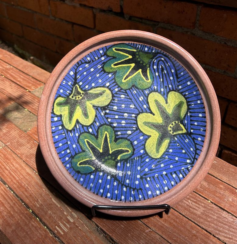 Okechukwu Shallow Bowl Ankra Fabric Pattern Blue/Green