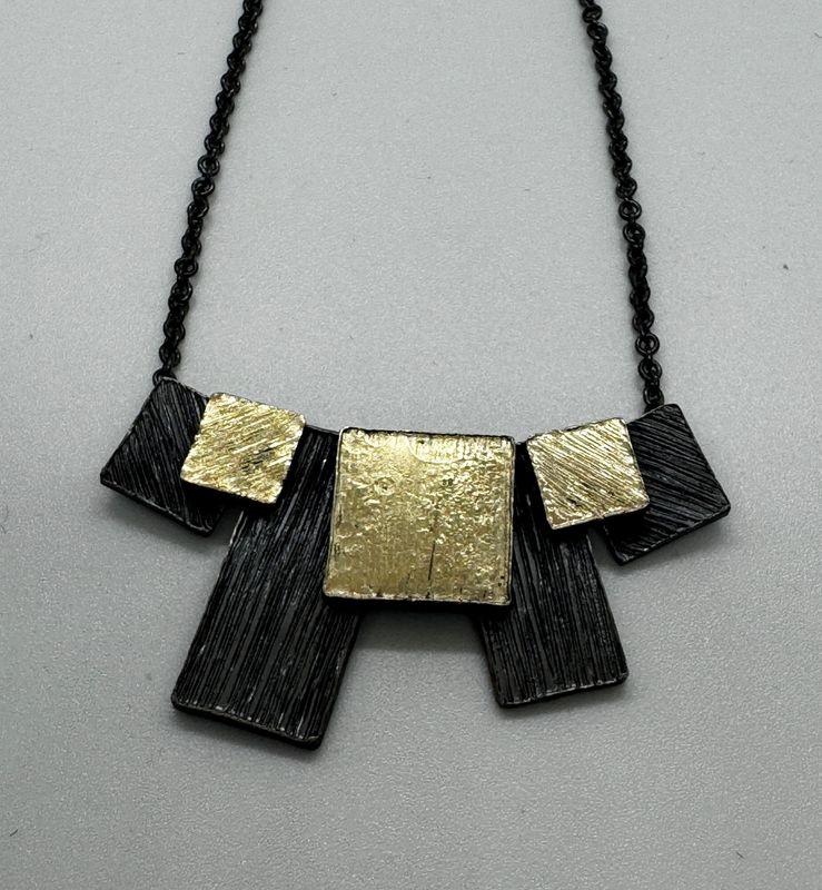 Keleher Necklace Black and Gold Square Geometric
