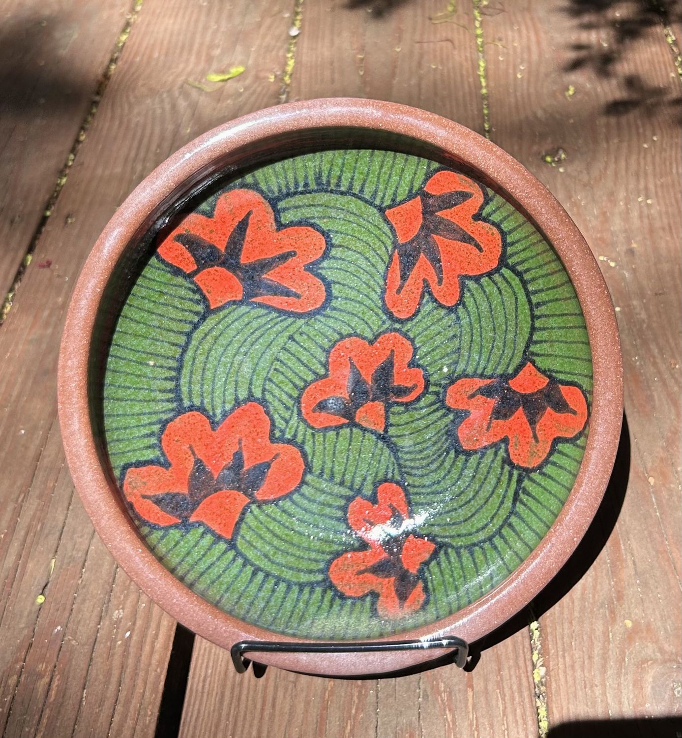 Okechukwu Shallow Bowl Ankra Fabric Pattern Green/Red