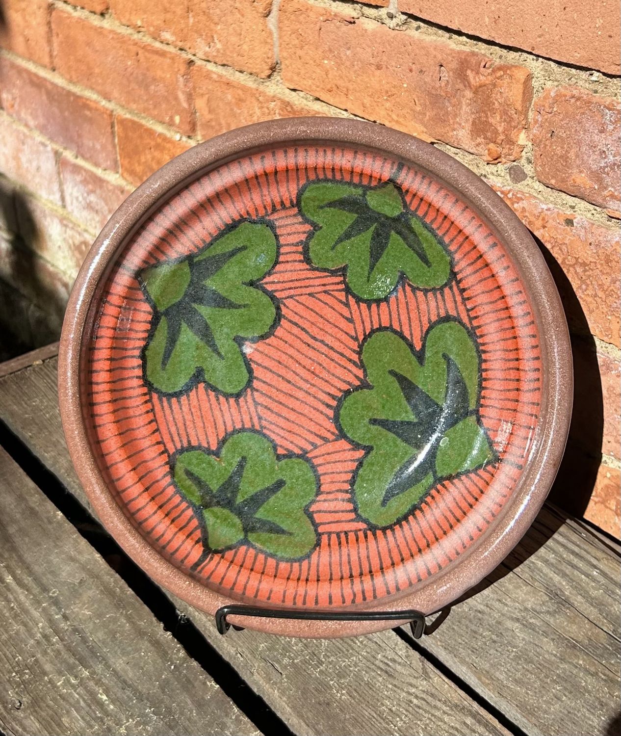 Okechukwu Shallow Bowl Ankra Fabric Pattern Orange/Green