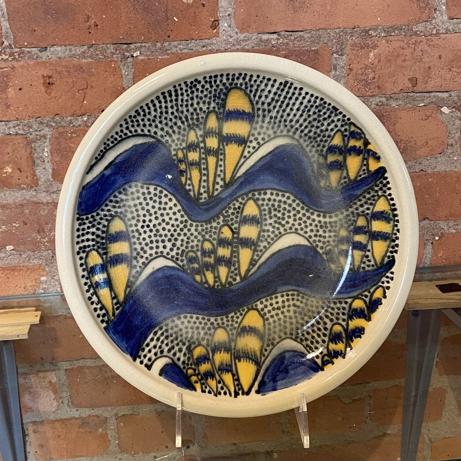 Okechukwu Platter Ankra Fabric Pattern Yellow/Bluie