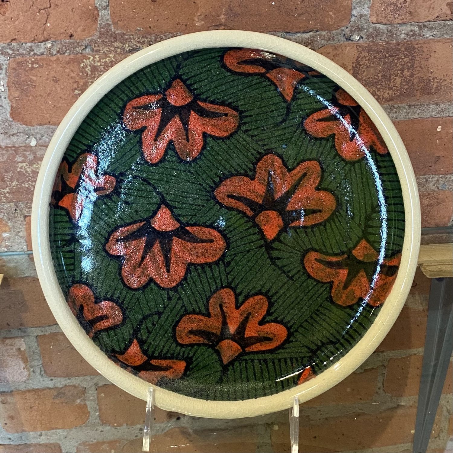 Okechukwu Platter Ankra Fabric Pattern Green/Red