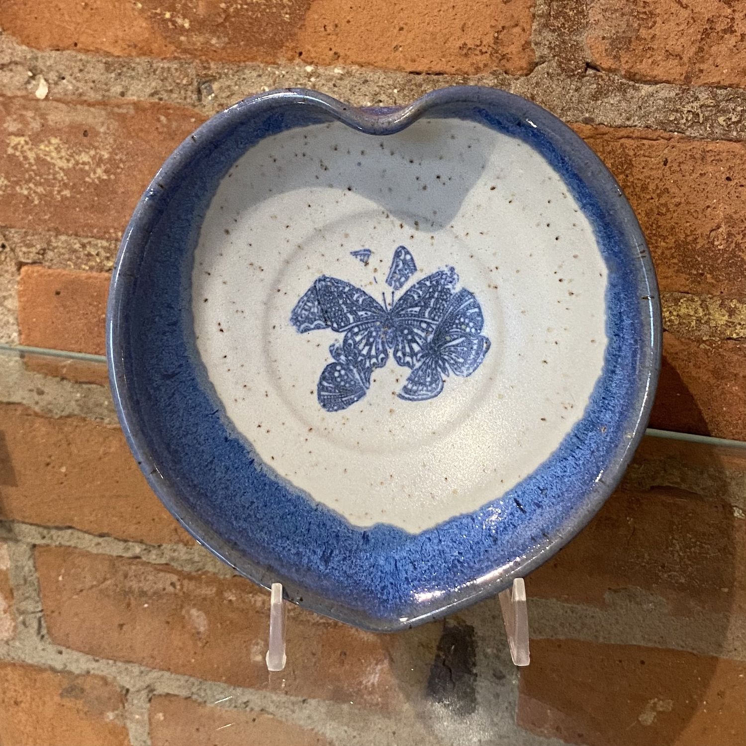 Johnson Heart Bowl Blue and White &quot;Butterflies&quot;