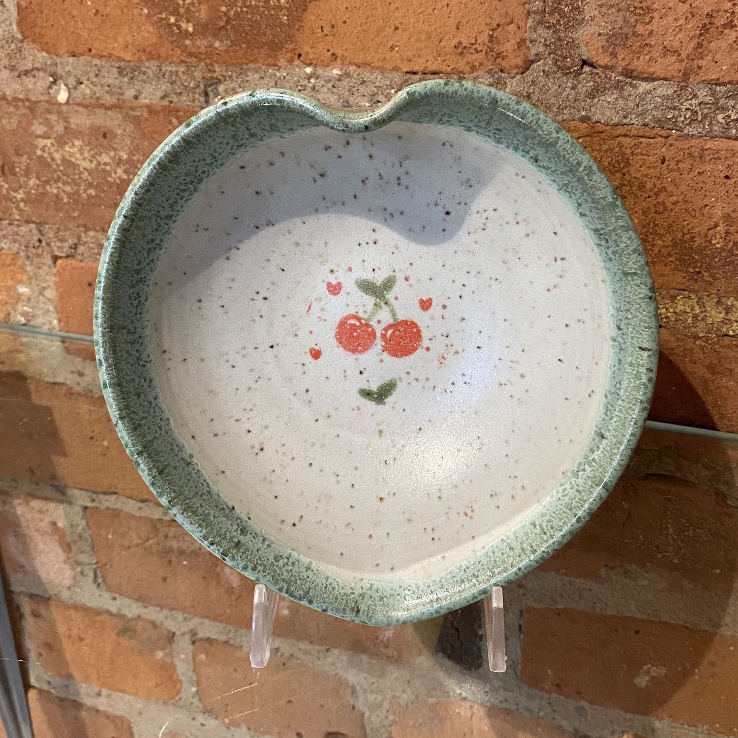 Johnson Heart Bowl Light Green and White &quot;Cherries&quot;