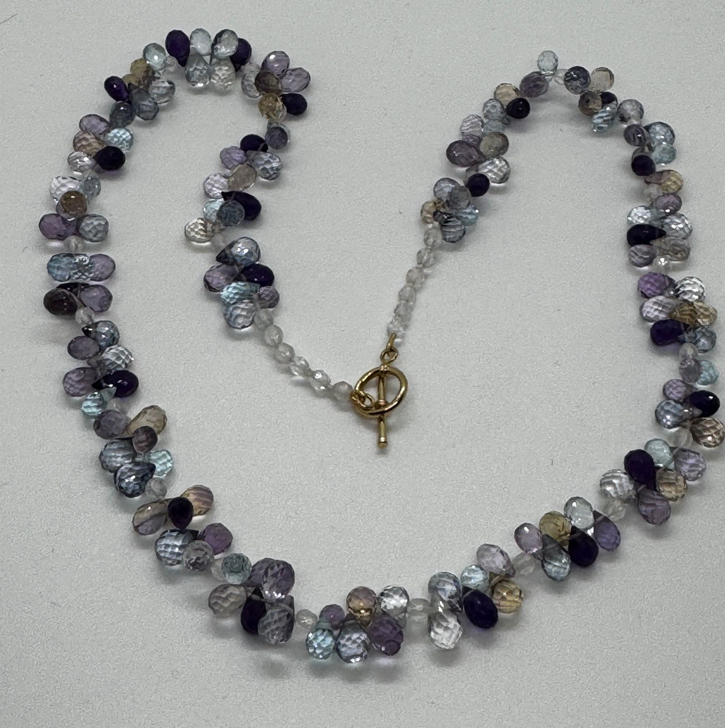 Greenhood Necklace Amethyst, Blue Topaz and Citrine Briolette