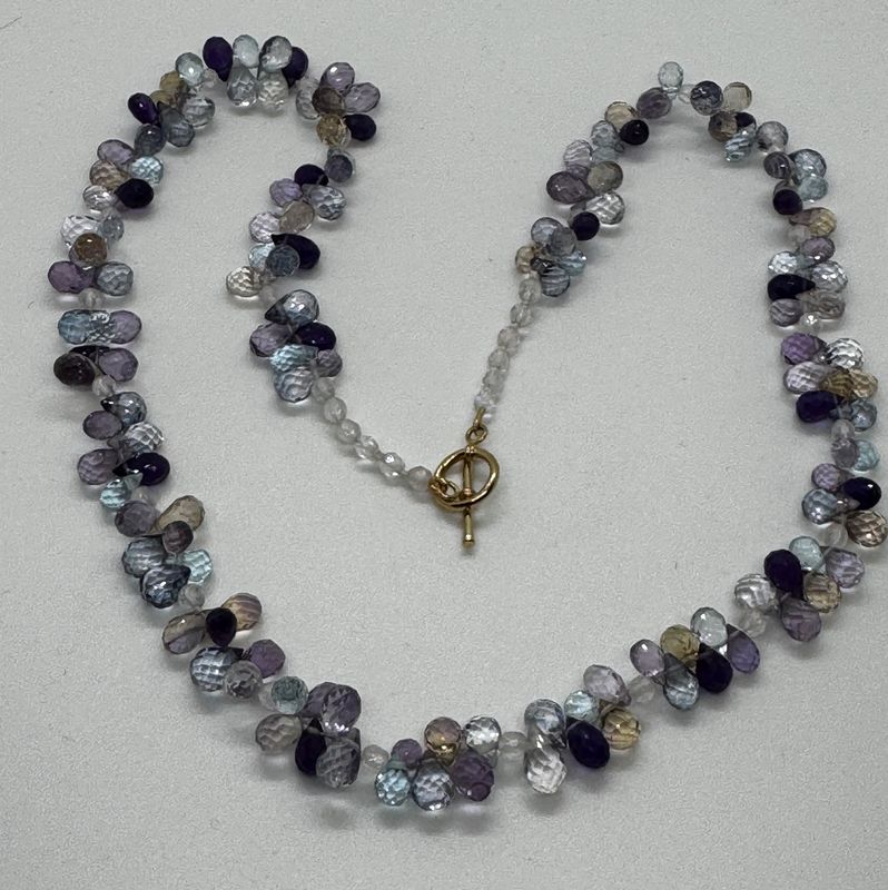 Greenhood Necklace Amethyst, Blue Topaz and Citrine Briolette