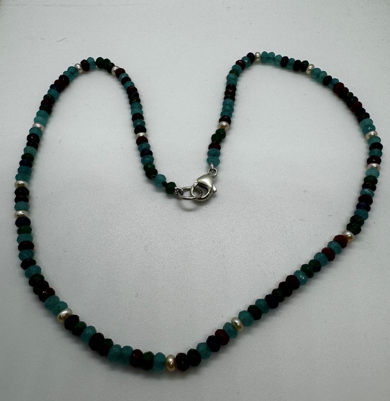 Greenhood Necklace Multi-Colored Agate Rondel