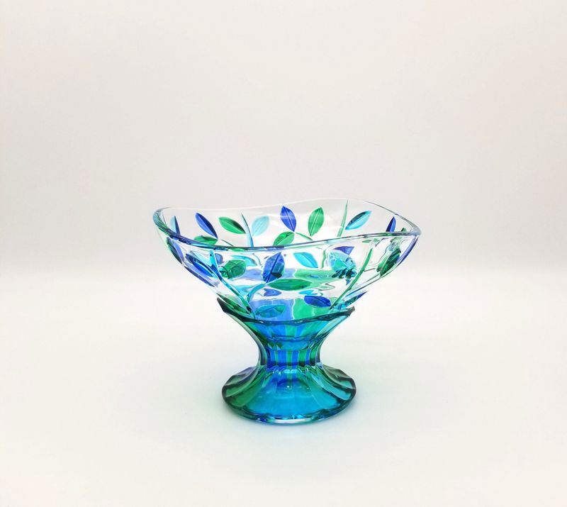 Sturzinger Bowl Tree of Life Pedistal Blue