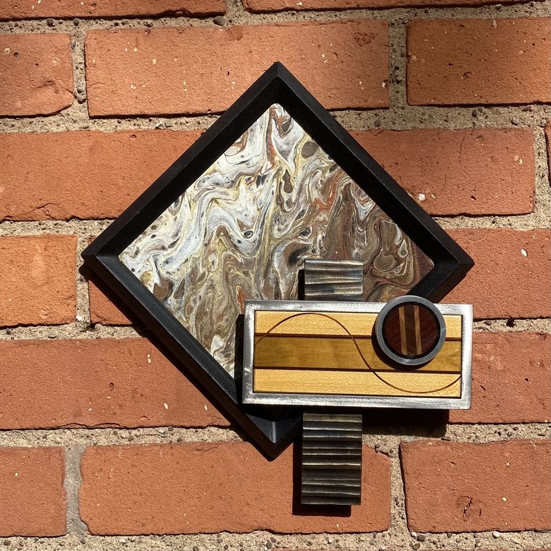 Gaiger Wall Sculpture Square Wood and Metal 2