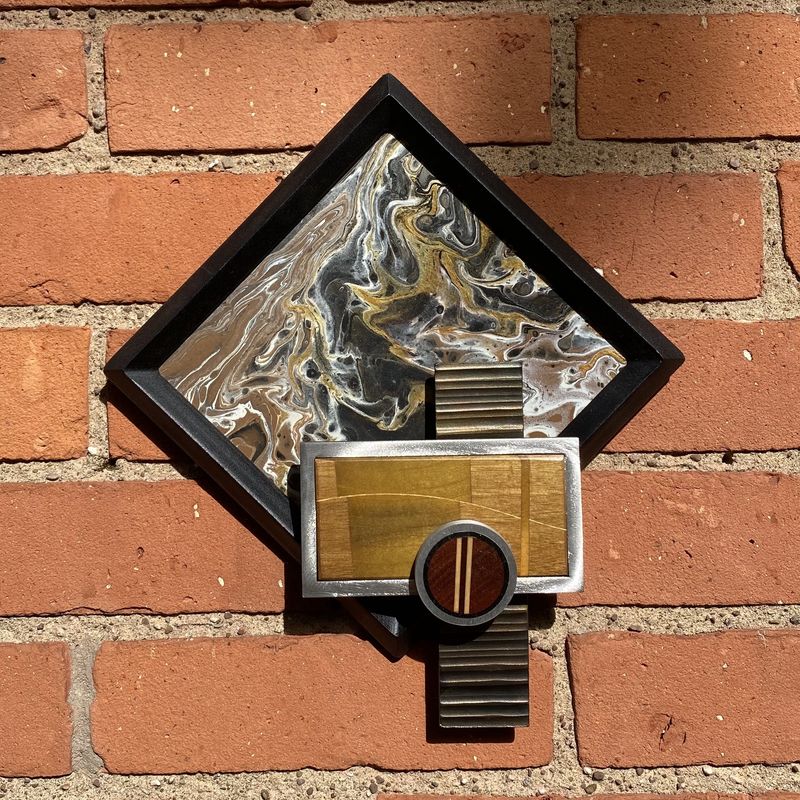 Gaiger Wall Sculpture Square Wood and Metal 1