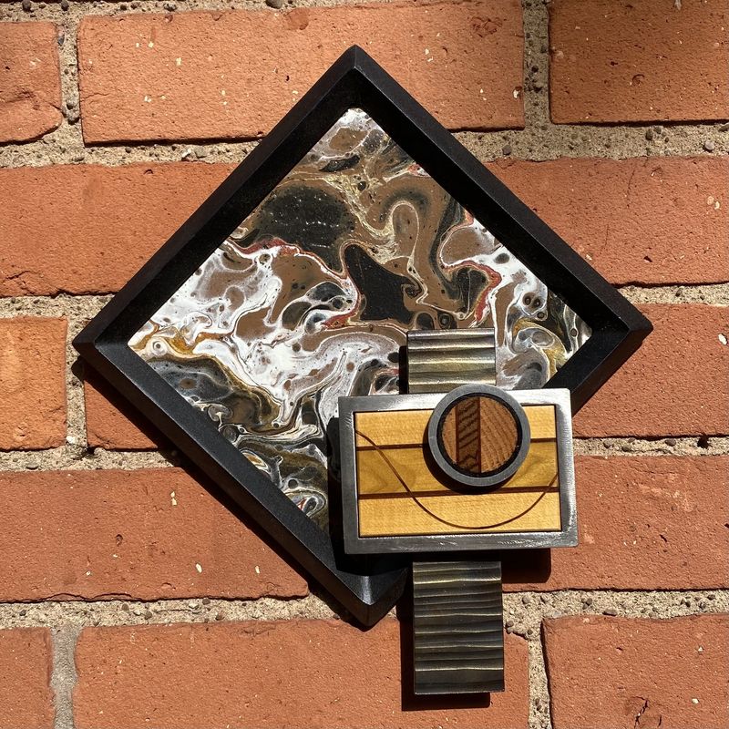Gaiger Wall Sculpture Square Wood and Metal 4