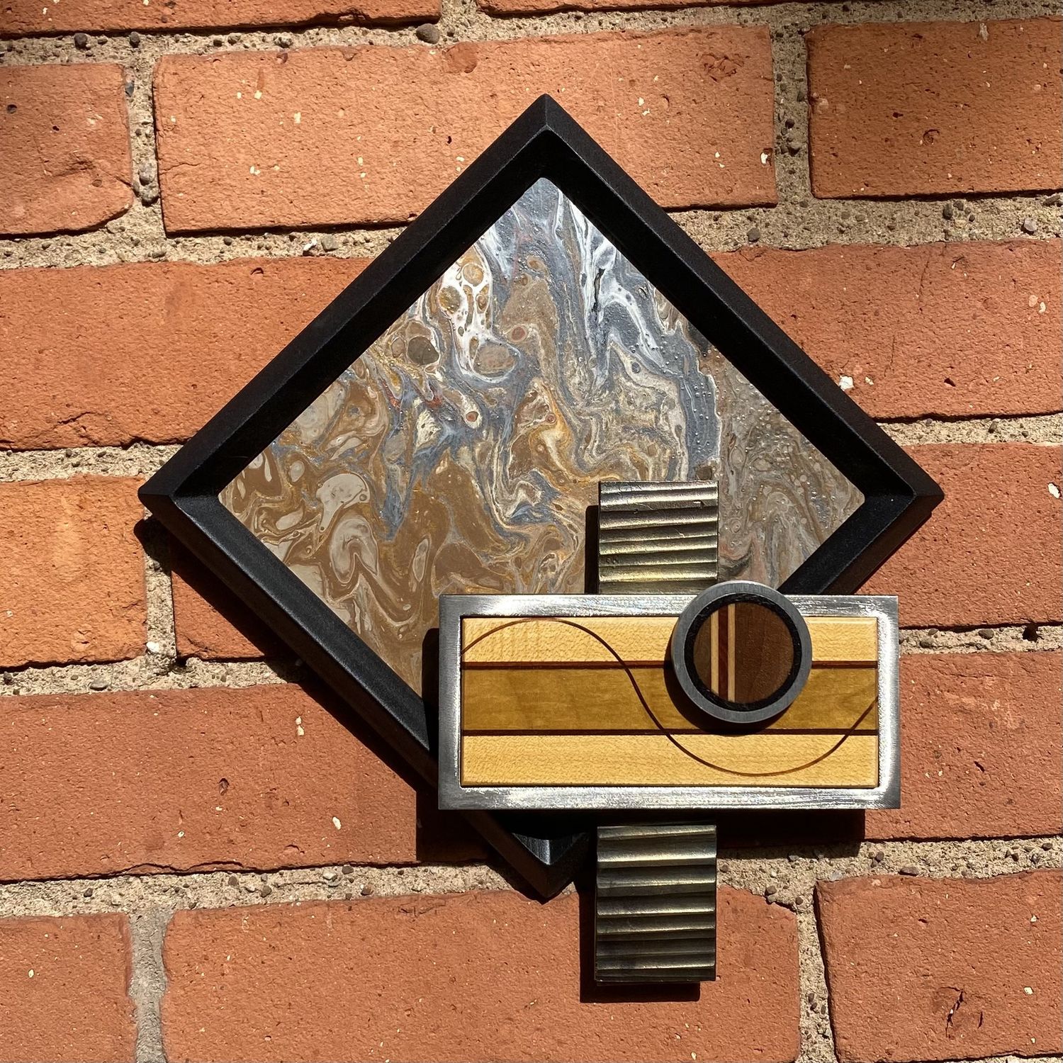 Gaiger Wall Sculpture Square Wood and Metal 3