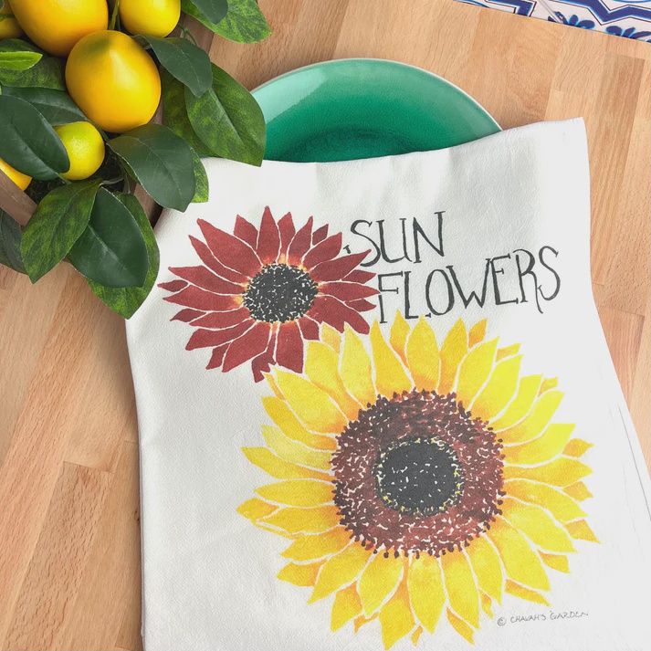 CHAVA&#39;S GARDEN SUNFLOWER TEA TOWEL