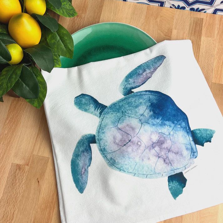 CHAVA&#39;S GARDEN SEA TURTLE TEA TOWEL
