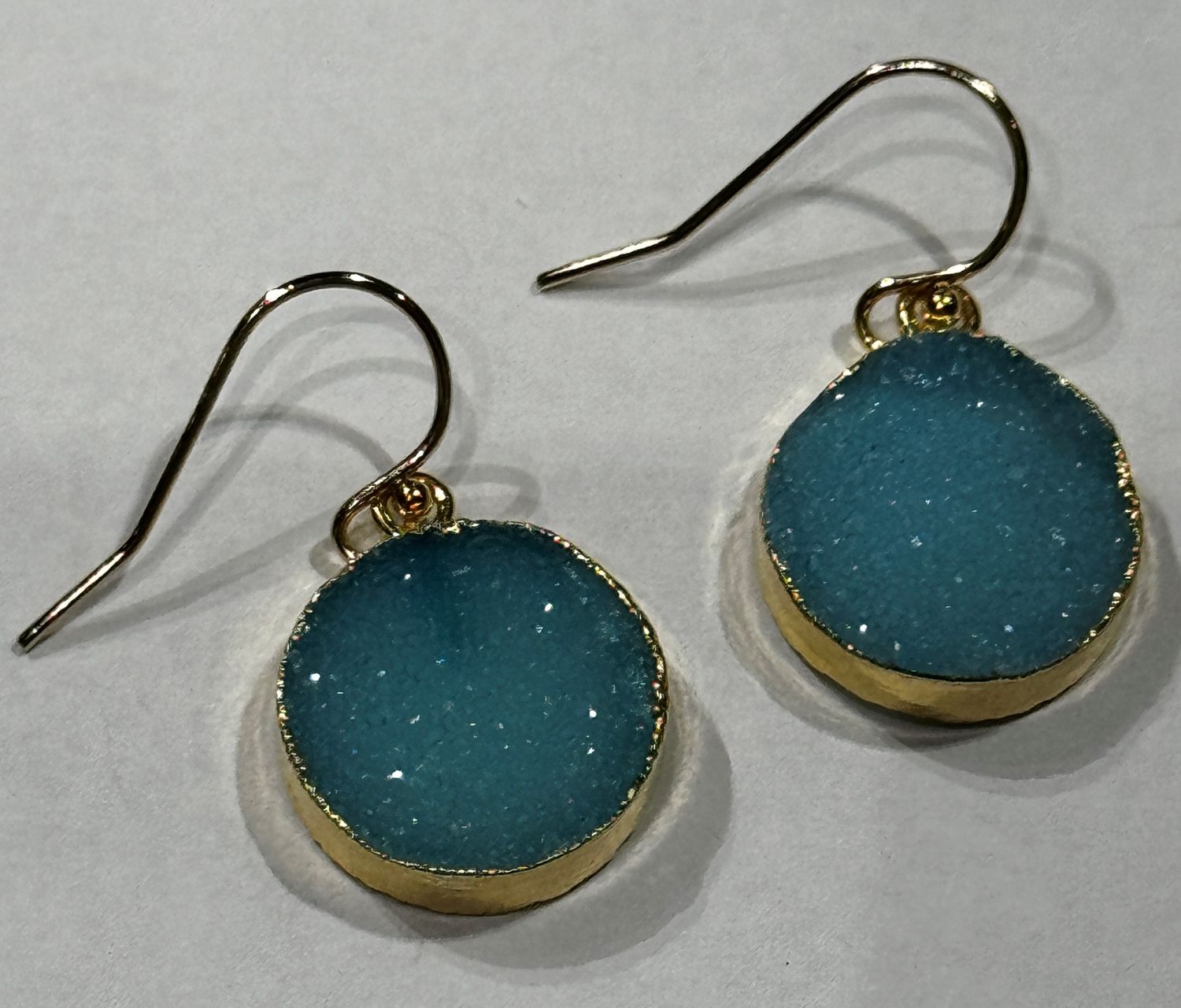 Trueworthy Earrings Round Soft Aqua Druzy