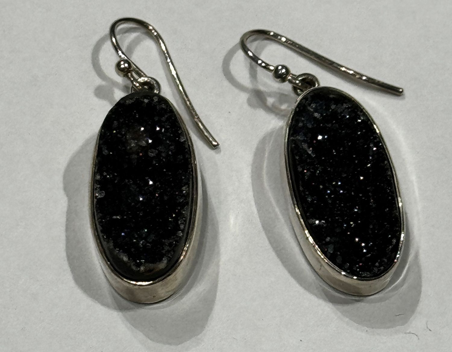 Trueworthy Earrings Long Black Druzy