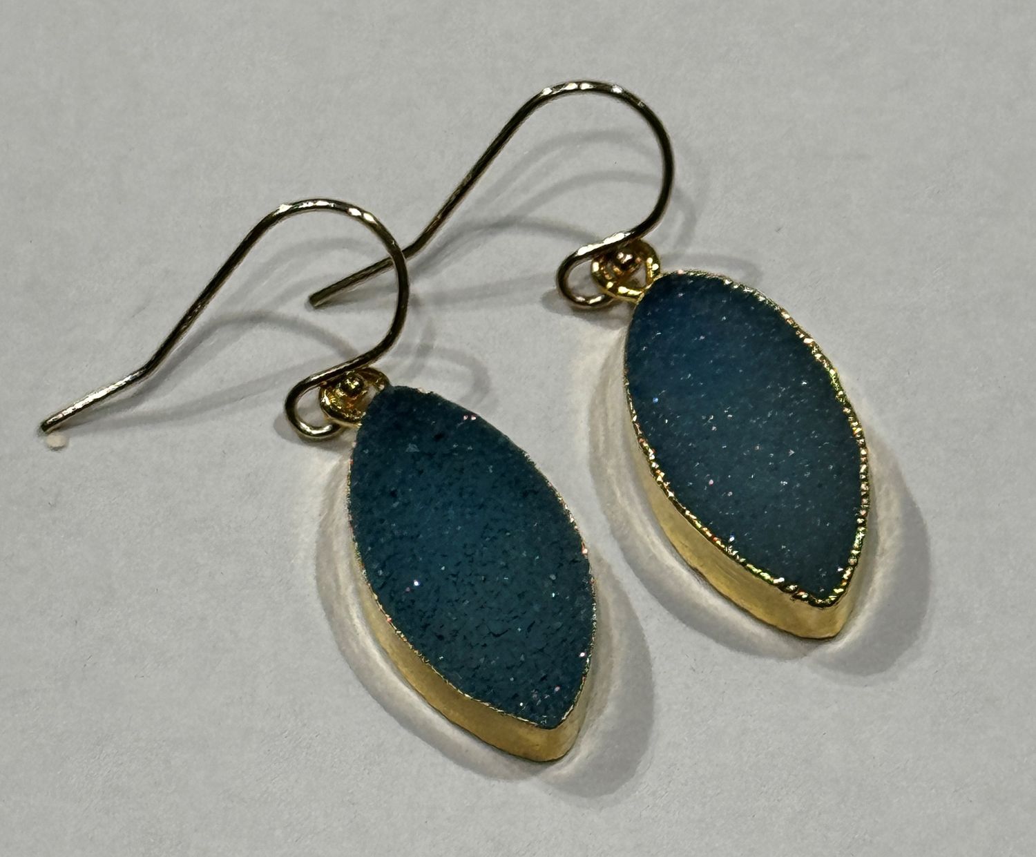 Trueworthy Earrings Soft Aqua Marquis Druzy