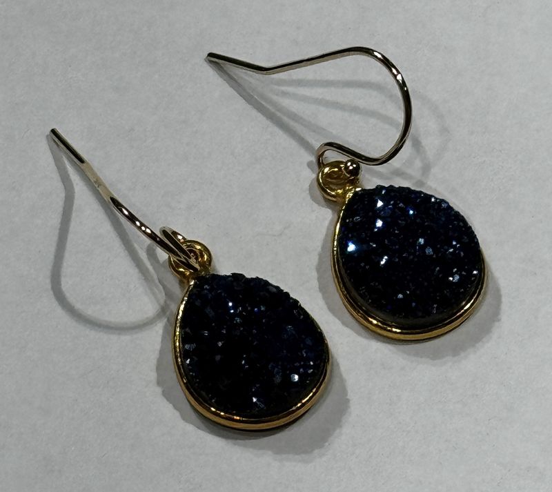 Trueworthy Earrings Sparkly Navy Teardrop Druzy