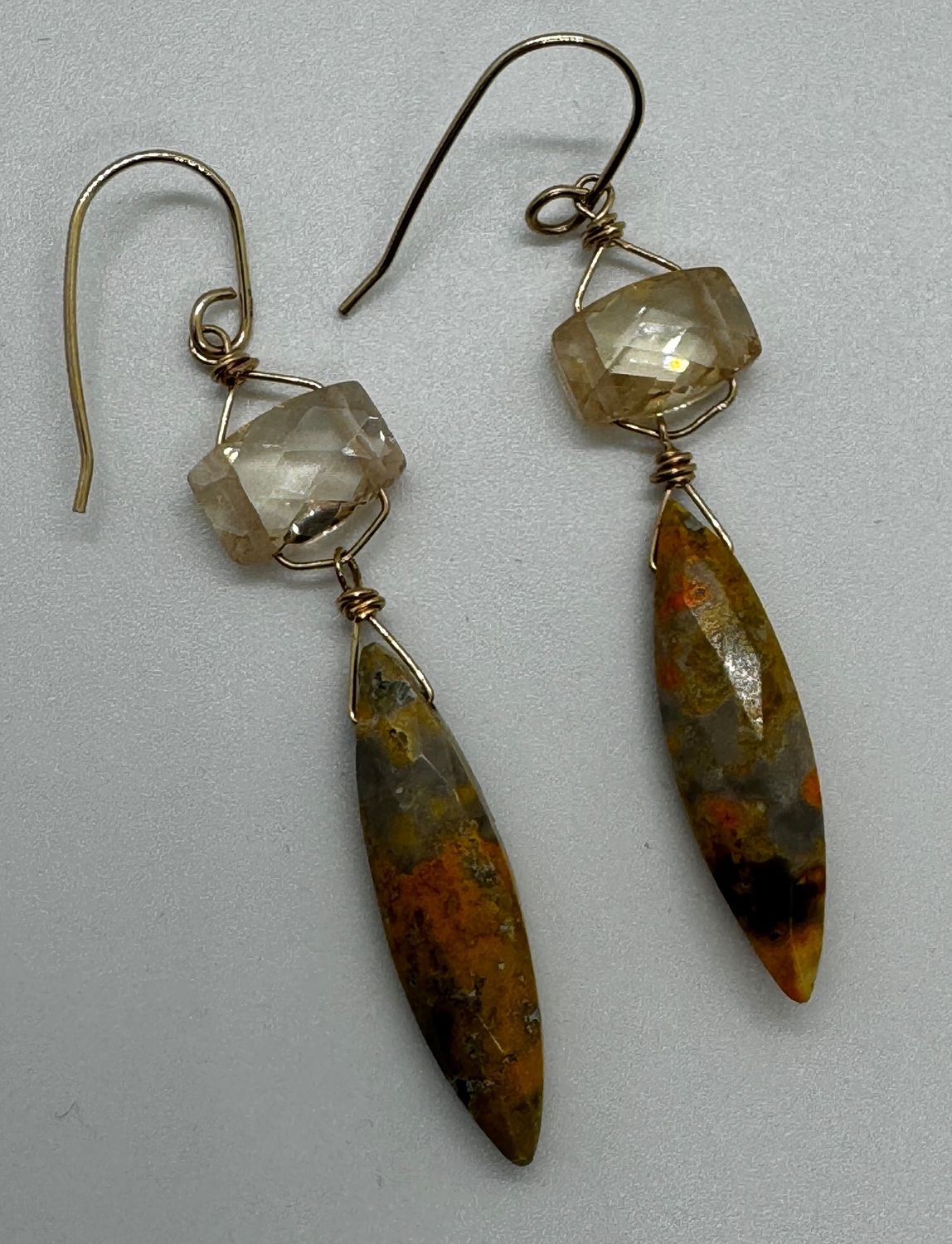 Robb Earrings Bumblebee Jasper Amber CA