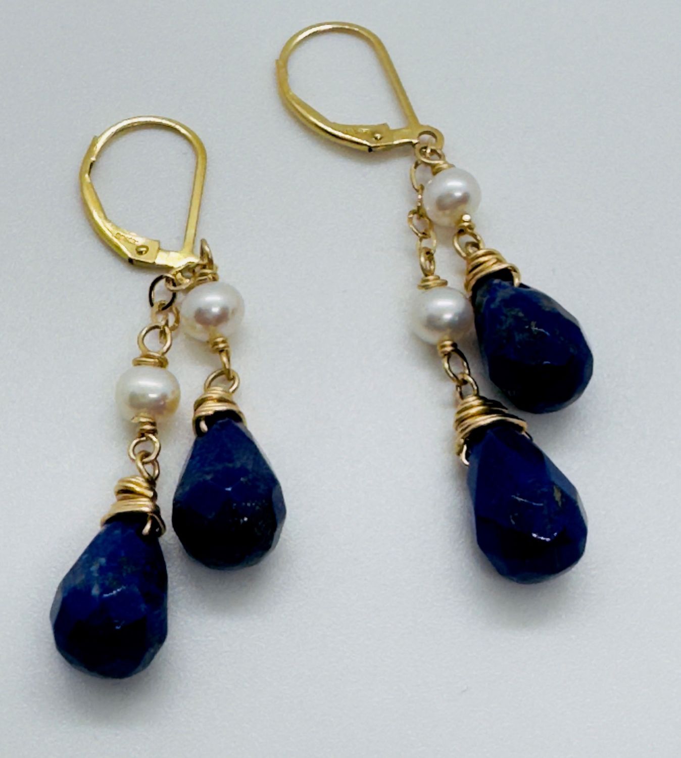 Robb Earrings Lapis and Pearl
