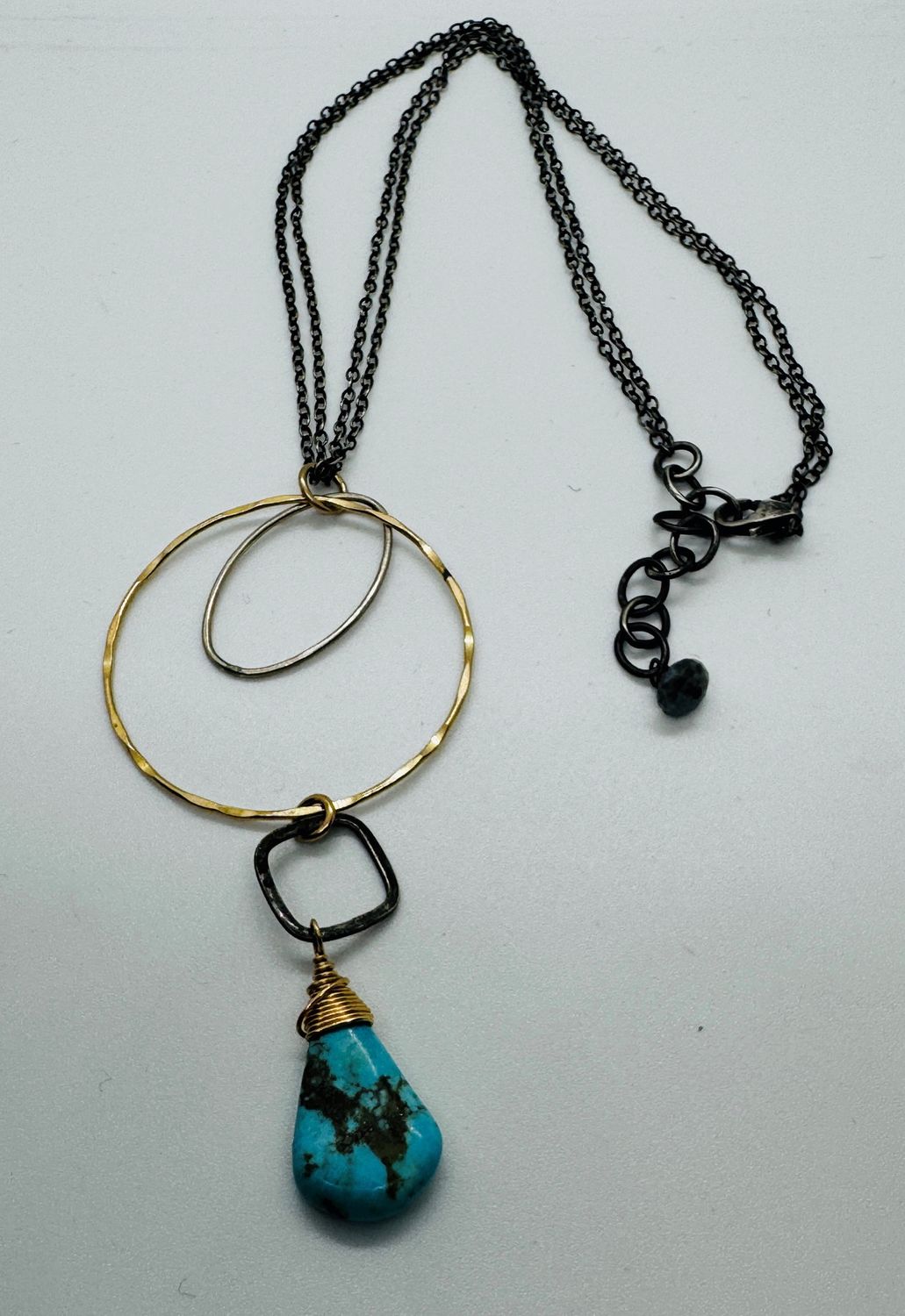 Robb Necklace Turquoise Mixed Metal Drop