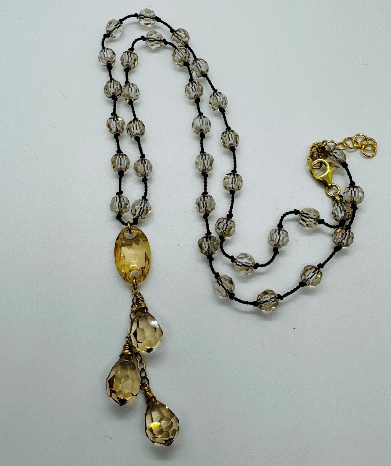 Robb Necklace Champagne Crystal w/Drop