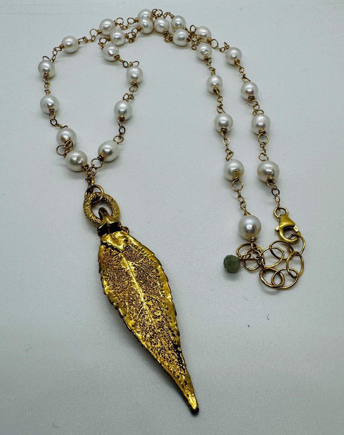 Robb Pearl and Leaf Necklace