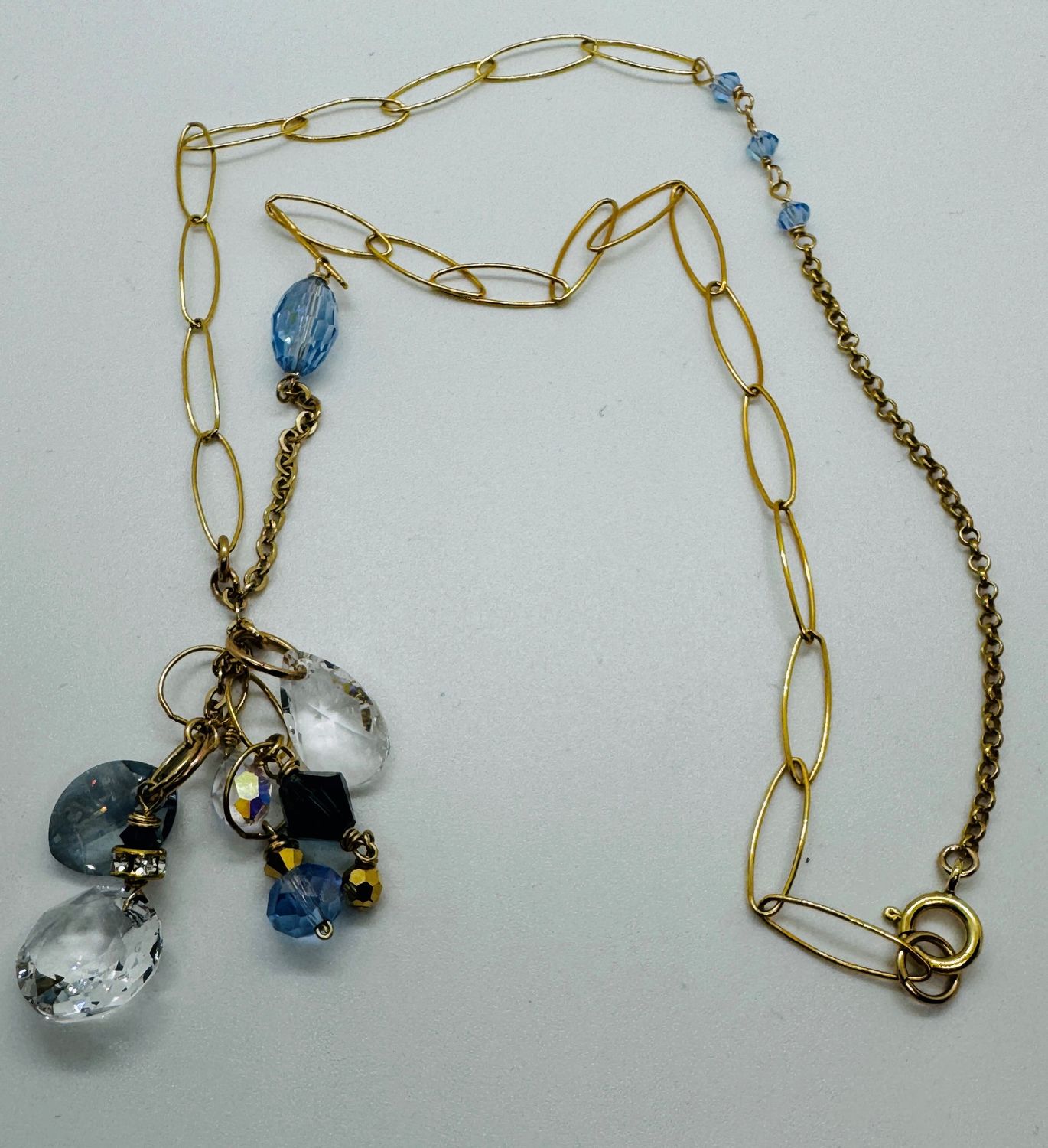Robb Necklace Light Blue Crystal Charm Cluster
