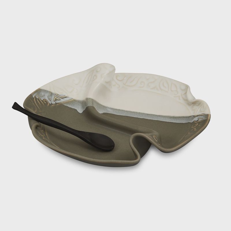 Hilborn 2 Sided Condiment Dish Grey/White