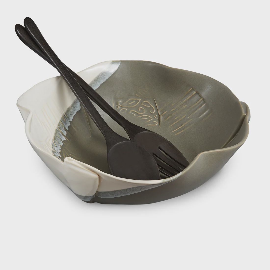 Hilborn Bowl Large Salad Gray and White