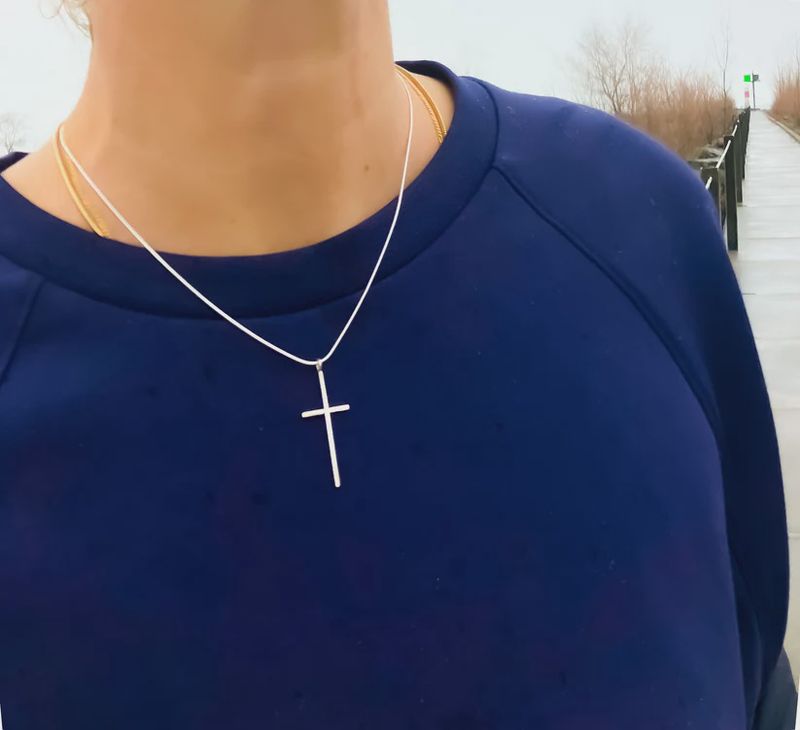 Sunshine On Water Cross Necklace Silver
