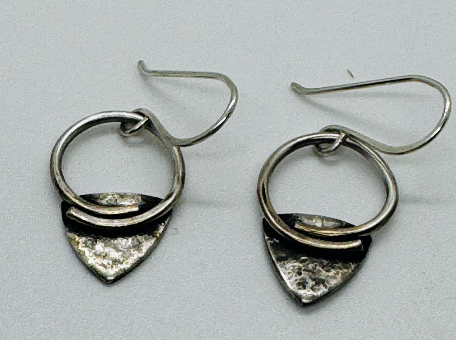 O&#39;Brien Earrings Small Hammered Triangles on Wire Circles